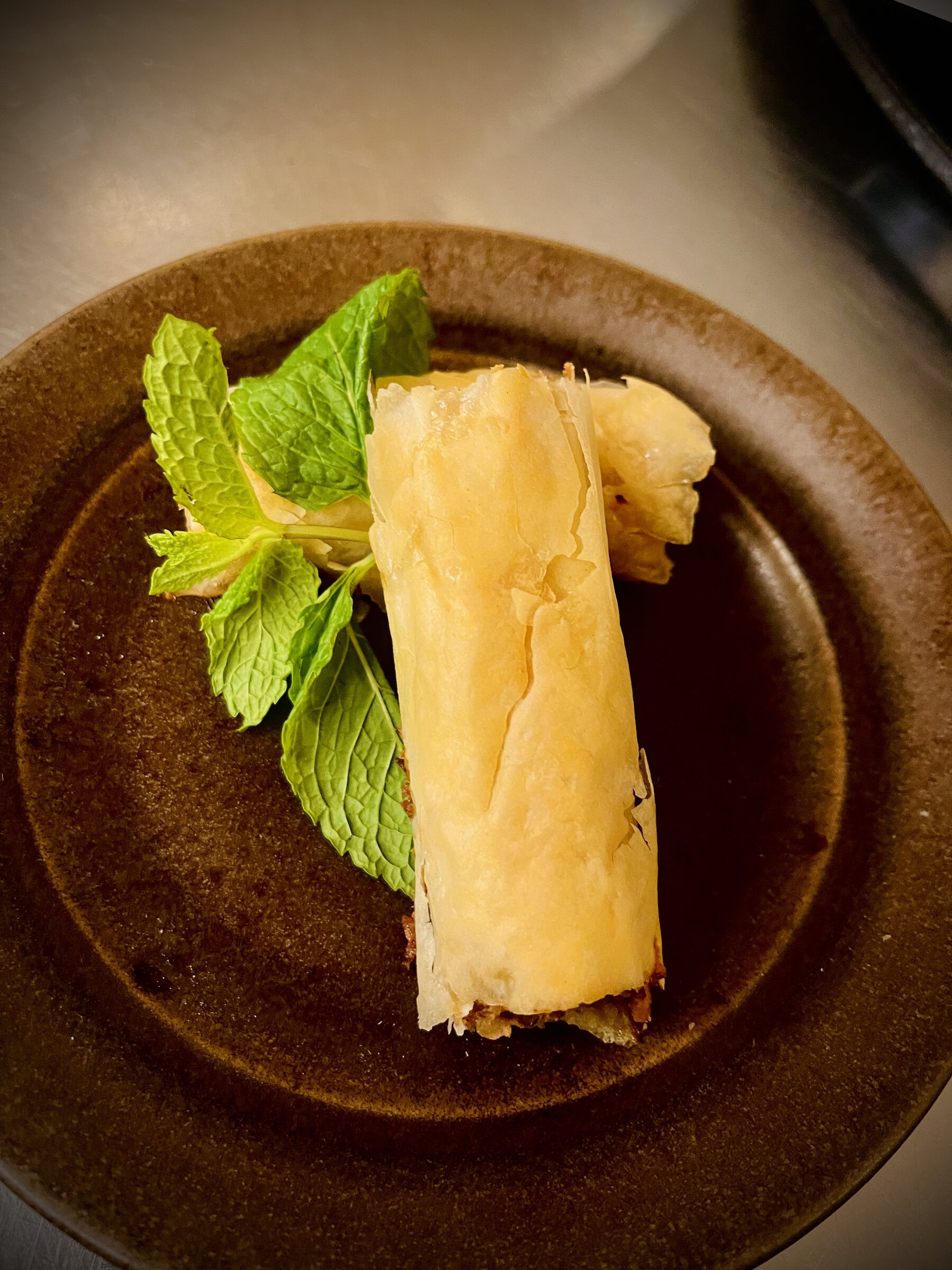 Dessert with fresh mint