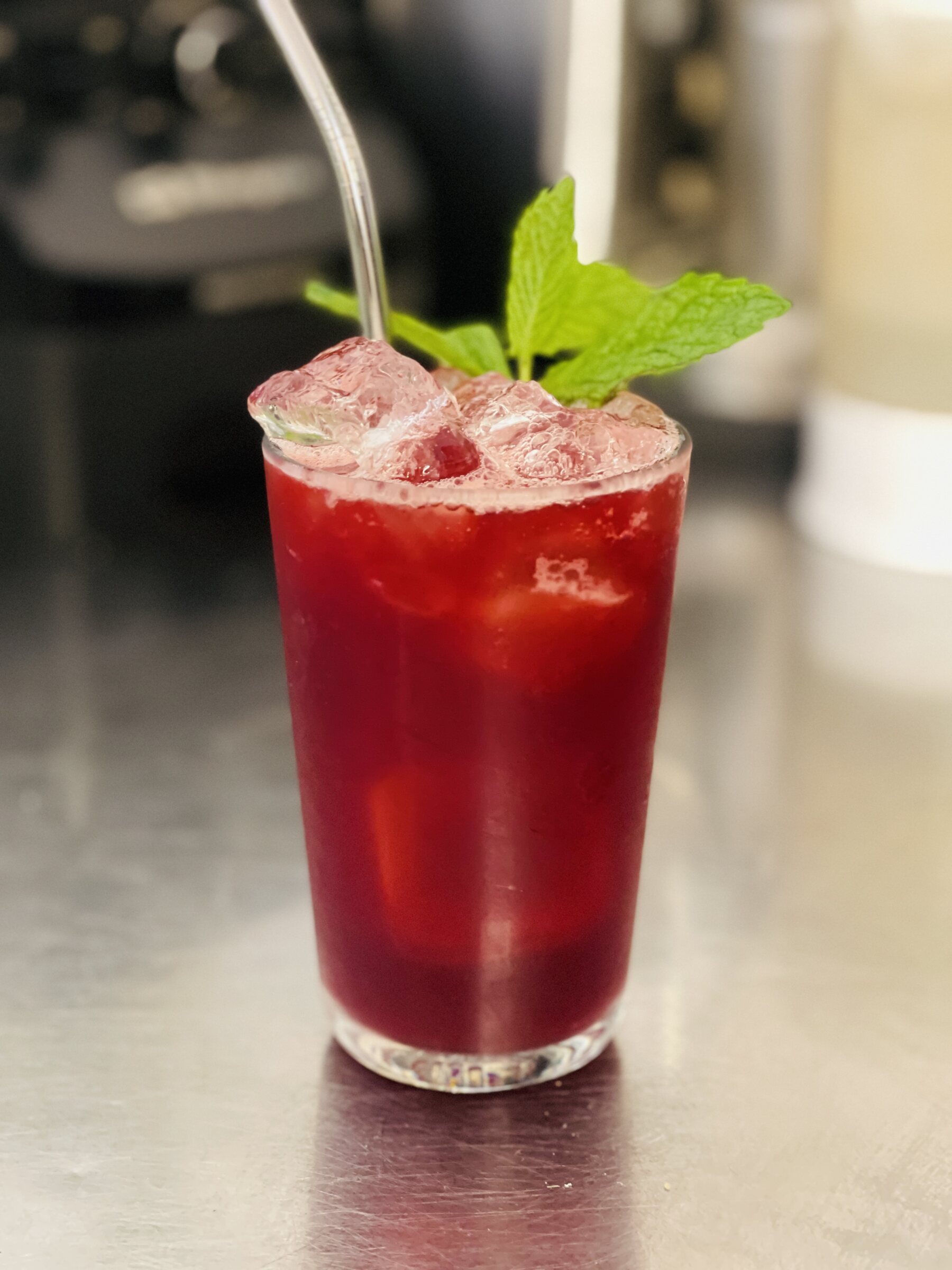 A cocktail with mint