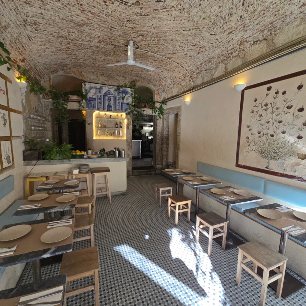 Yallah’s vaulted dining room and bar